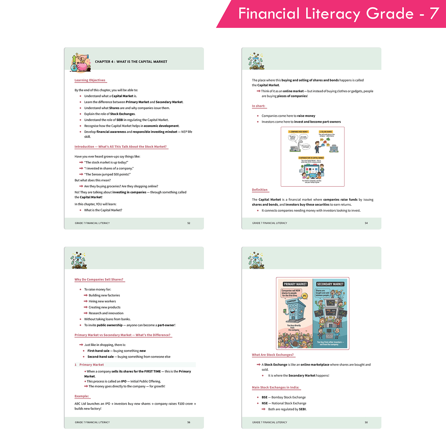 financial literacry Book for Grade 7 students learning money management