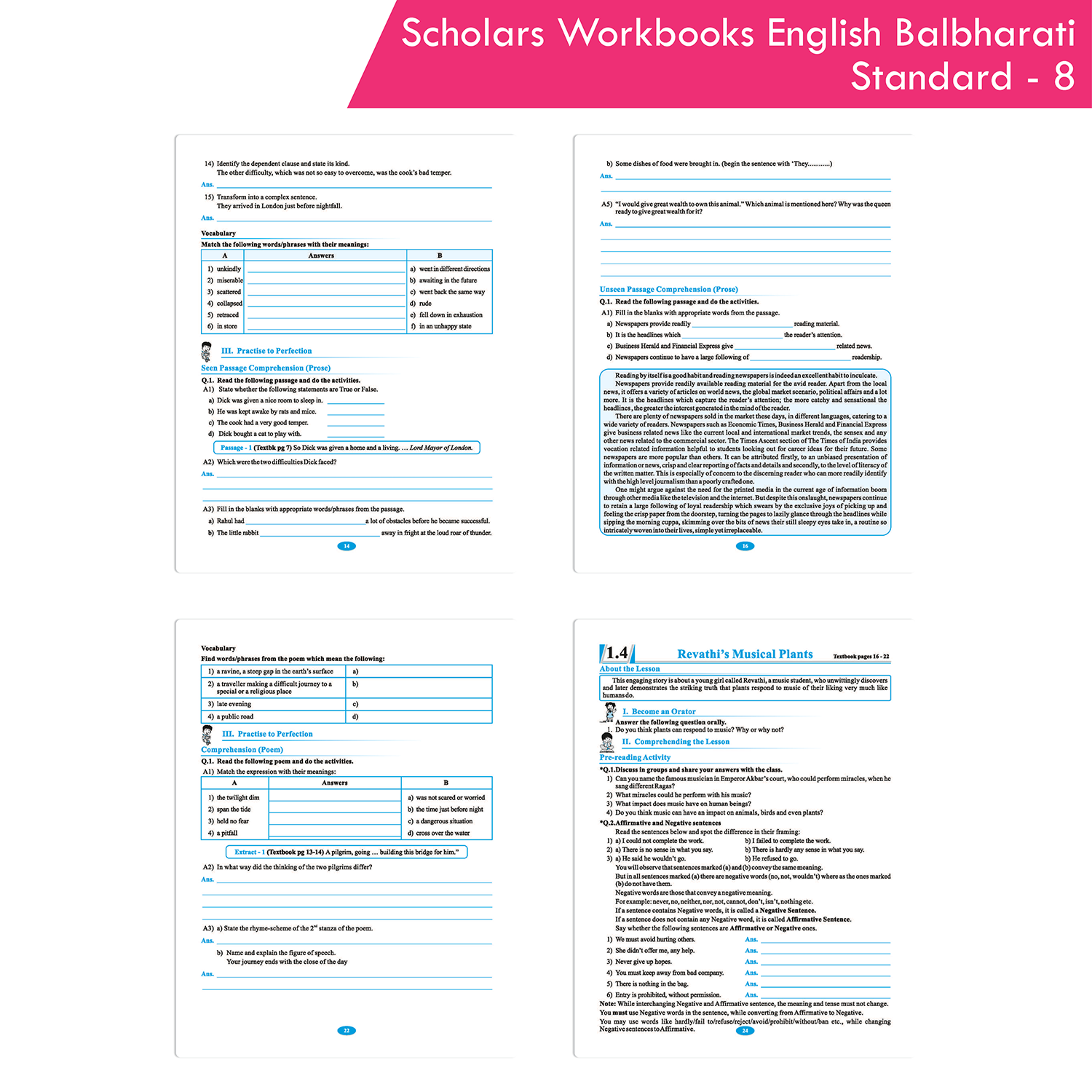CCE Pattern Scholar Workbooks English Balbharati Standard 8 - Image 3