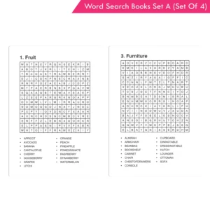 Jolly Kids Word Search Activity Books – A Set of 4 For Kids Ages 6–10 Years|512 Word Hunts Game Boost Spelling, Reading, Vocabulary Building, and Logic Skills