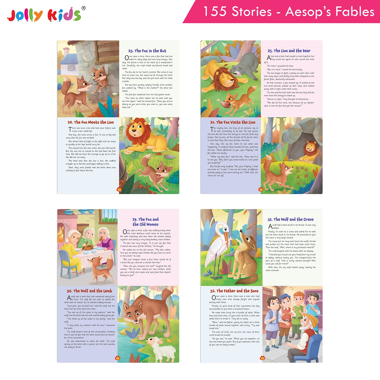 Jolly Kids 155 Aesop’s Fables Stories for Kids - Ultimate Classic Fables with Short Moral Stories, Animal Tales and Inspiring Life Lessons - Image 4