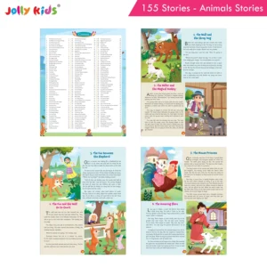 Jolly Kids 155 Animal Stories for Kids - Illustrated Moral Stories, Short Bedtime Adventures and English Story Reading Book, Best Gift for Children