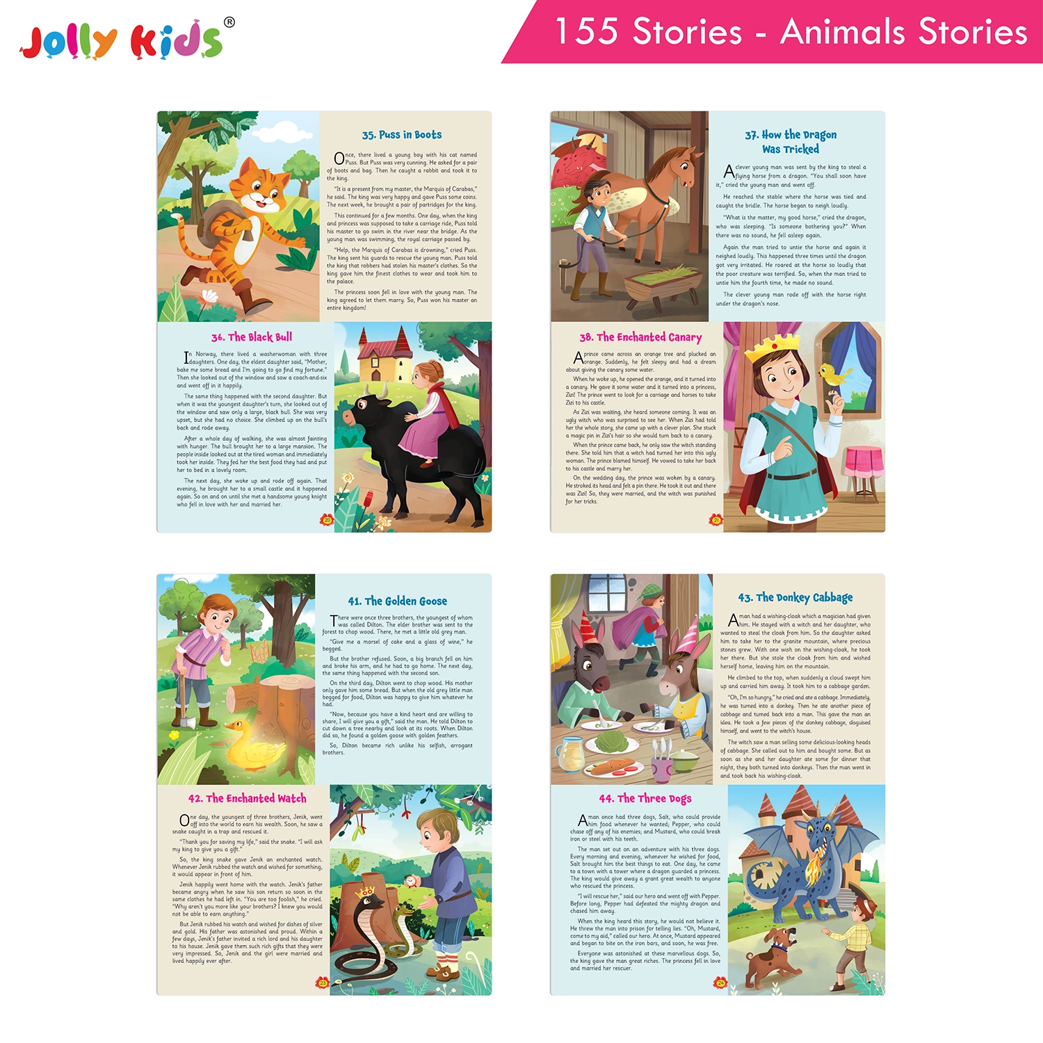 Jolly Kids 155 Animal Stories for Kids - Illustrated Moral Stories, Short Bedtime Adventures and English Story Reading Book, Best Gift for Children - Image 5