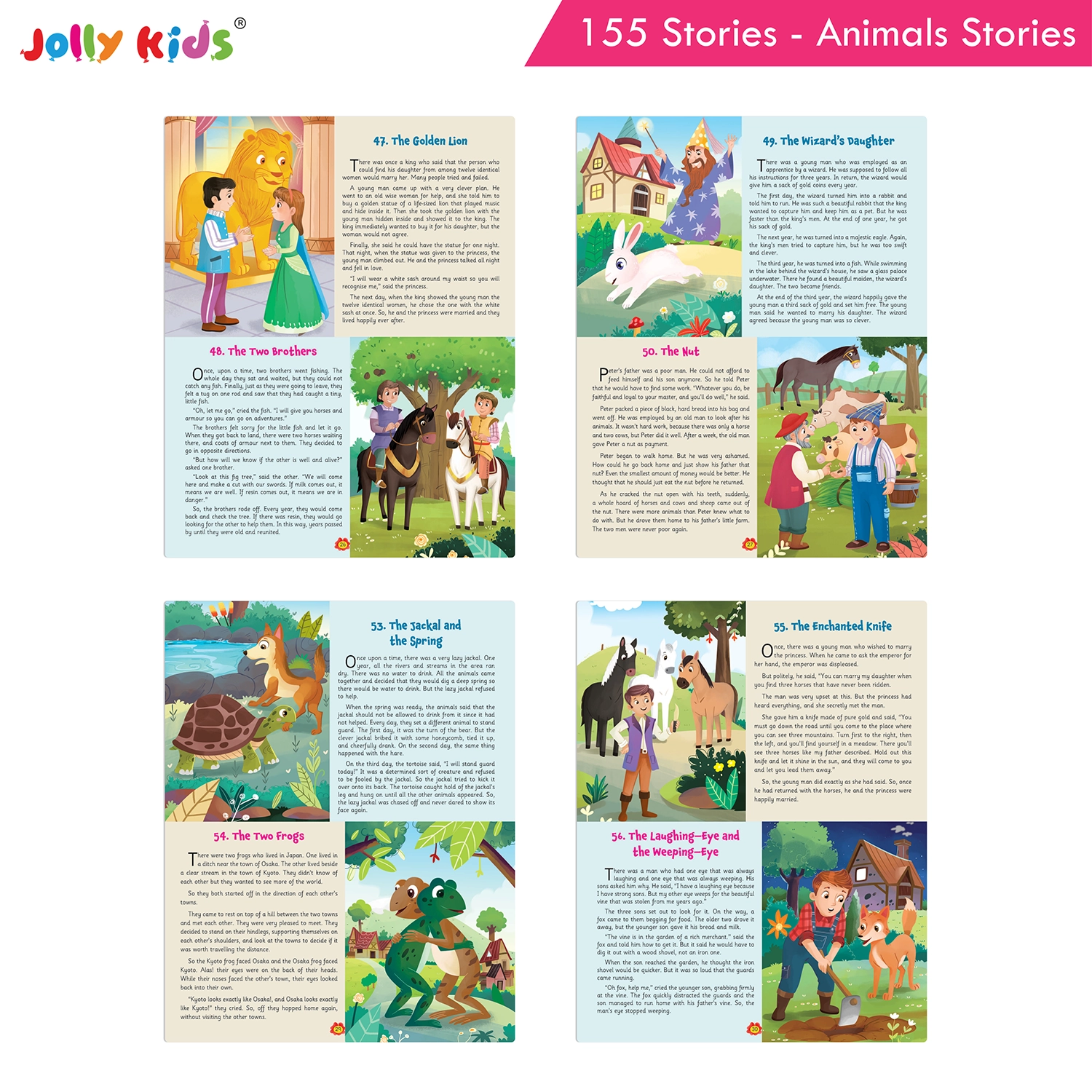 Jolly Kids 155 Animal Stories for Kids - Illustrated Moral Stories, Short Bedtime Adventures and English Story Reading Book, Best Gift for Children - Image 6