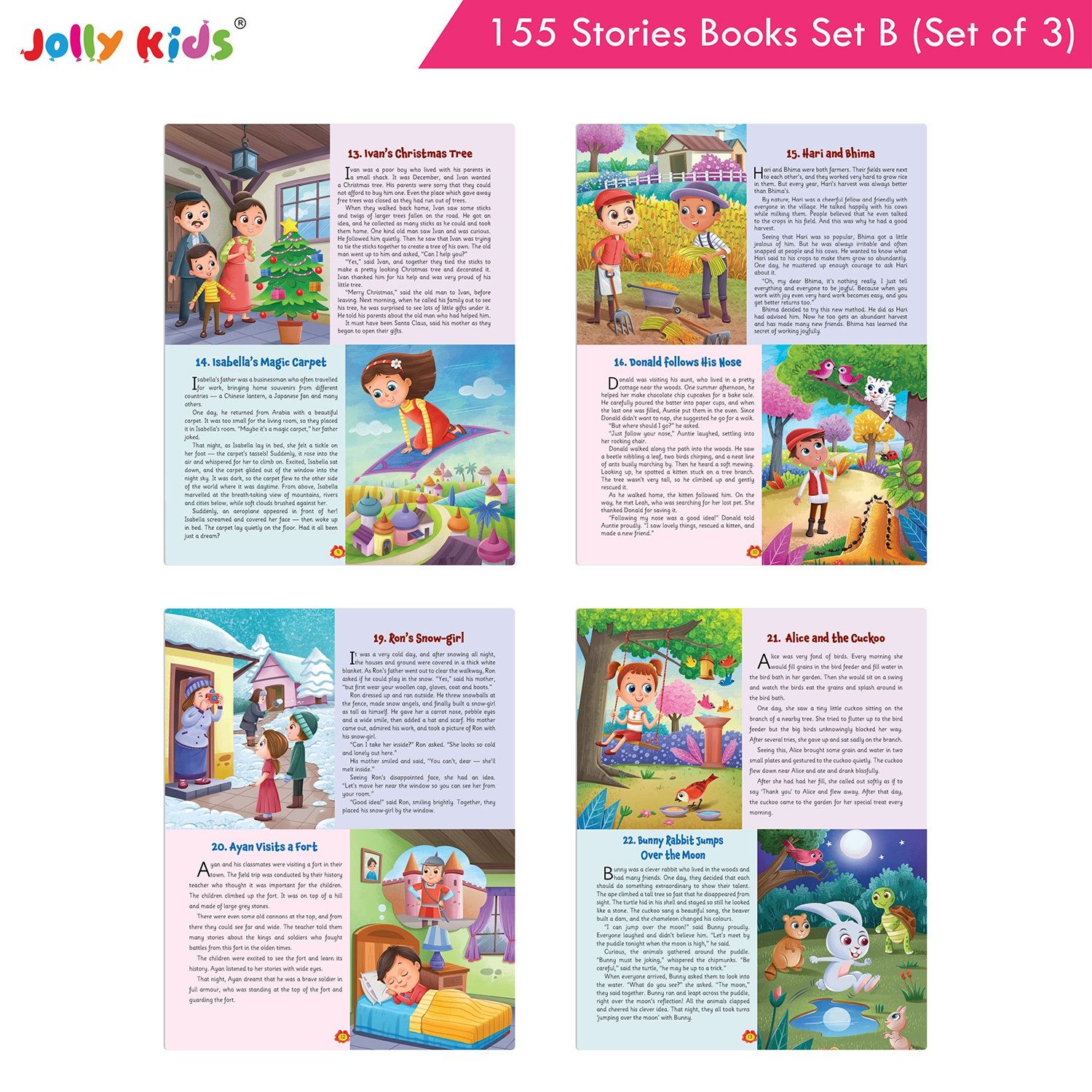 Jolly Kids 155 English Story Books Set B for Kids - Set of 3 Illustrated Books with Aesop’s Fables, Bedtime Stories, Fairy Tales, Magical Adventures and Morals - Image 5