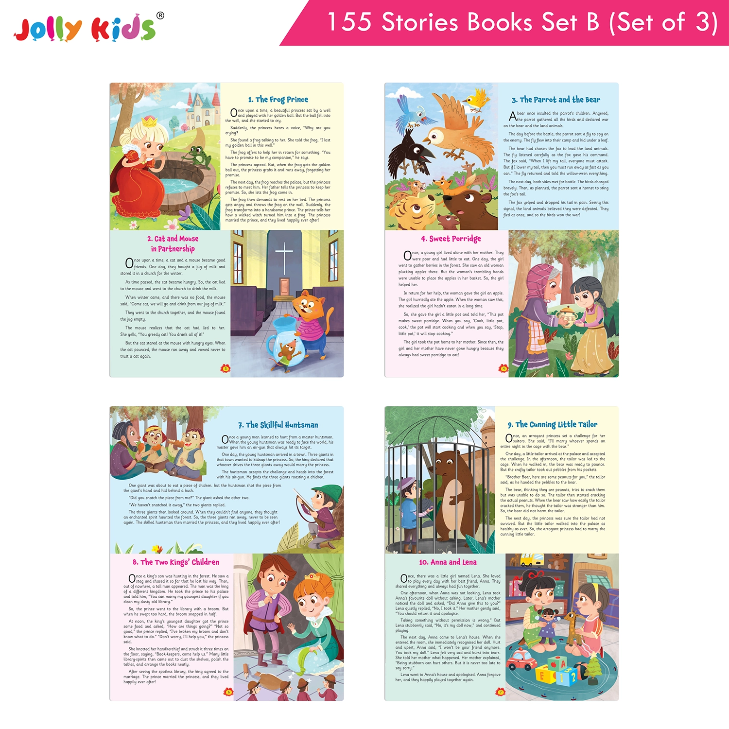 Jolly Kids 155 English Story Books Set B for Kids - Set of 3 Illustrated Books with Aesop’s Fables, Bedtime Stories, Fairy Tales, Magical Adventures and Morals - Image 6