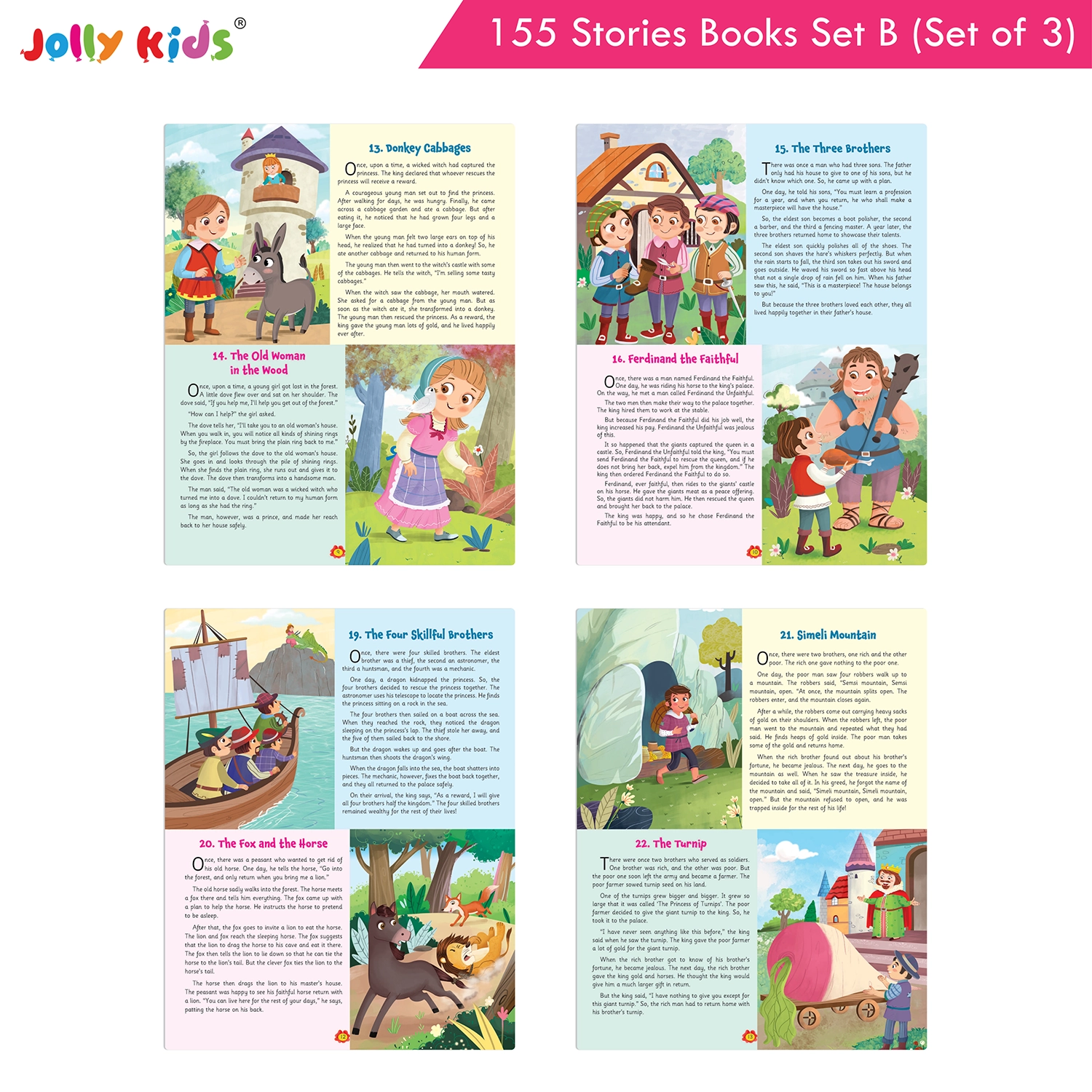 Jolly Kids 155 English Story Books Set B for Kids - Set of 3 Illustrated Books with Aesop’s Fables, Bedtime Stories, Fairy Tales, Magical Adventures and Morals - Image 7