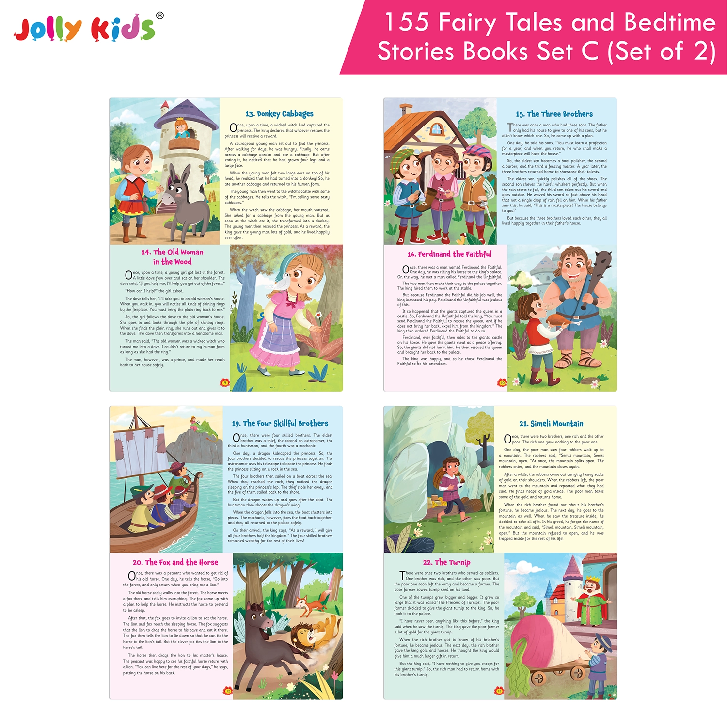 Jolly Kids 155 Fairy Tales and Bedtime Story Books for Kids Set C - Set of 2 Illustrated Books with Magical Adventures, Memorable Characters and Moral Lessons - Image 3