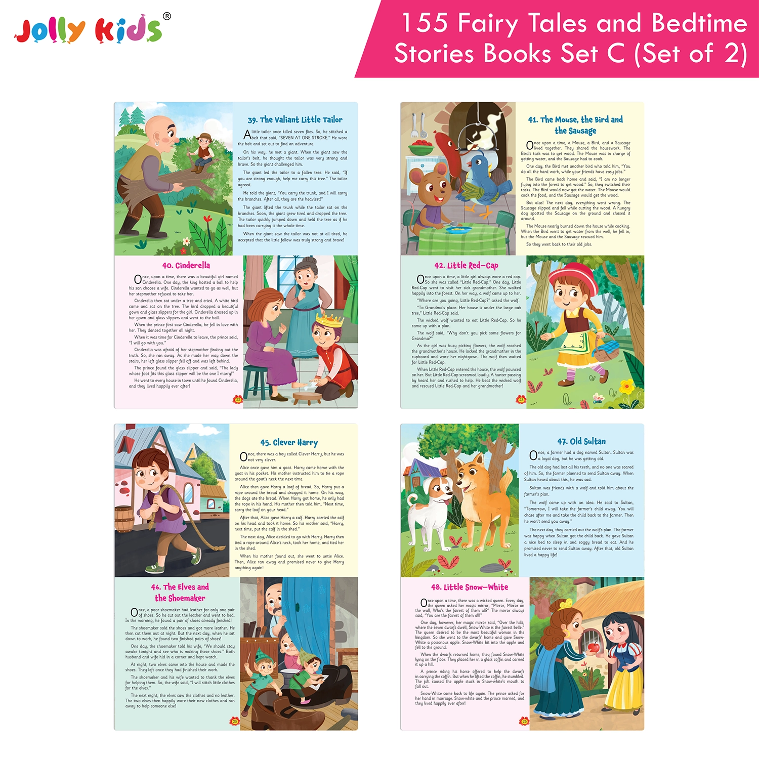 Jolly Kids 155 Fairy Tales and Bedtime Story Books for Kids Set C - Set of 2 Illustrated Books with Magical Adventures, Memorable Characters and Moral Lessons - Image 5