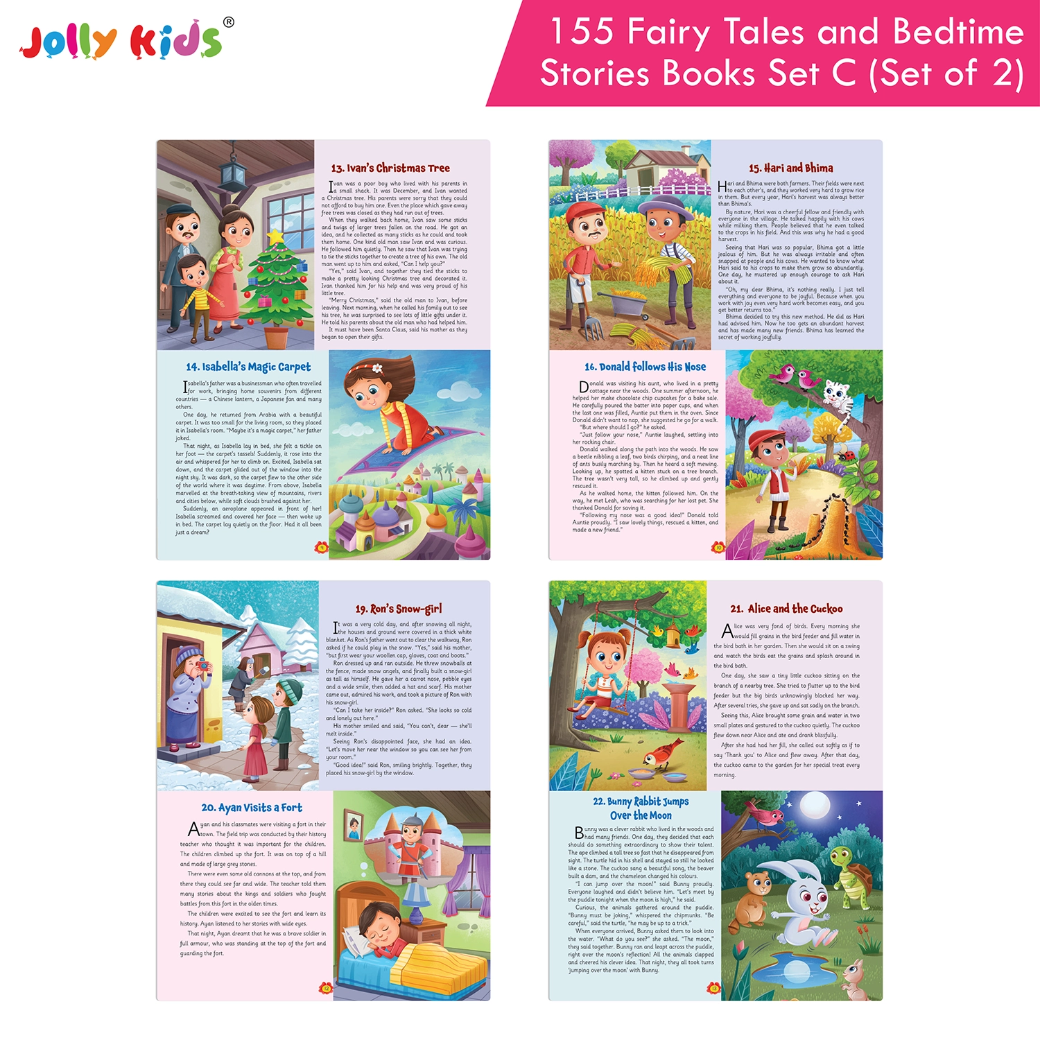 Jolly Kids 155 Fairy Tales and Bedtime Story Books for Kids Set C - Set of 2 Illustrated Books with Magical Adventures, Memorable Characters and Moral Lessons - Image 7