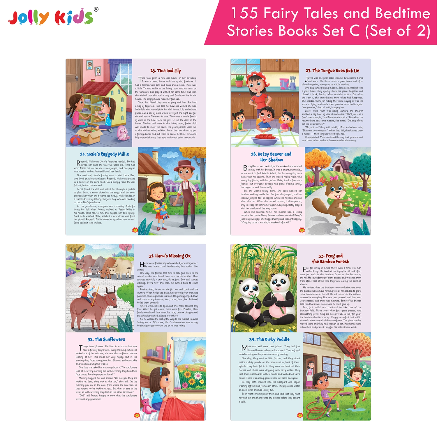 Jolly Kids 155 Fairy Tales and Bedtime Story Books for Kids Set C - Set of 2 Illustrated Books with Magical Adventures, Memorable Characters and Moral Lessons - Image 8