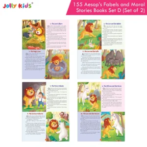 Jolly Kids 155 Aesop’s Fables and Moral Story Books Set D for Kids - Set of 2 Illustrated English Books with Animal Tales, Timeless Wisdom and Life Lessons