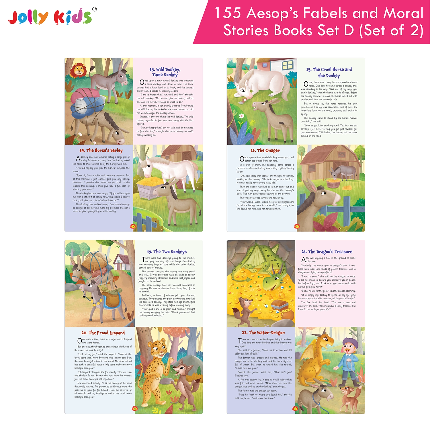Jolly Kids 155 Aesop’s Fables and Moral Story Books Set D for Kids - Set of 2 Illustrated English Books with Animal Tales, Timeless Wisdom and Life Lessons - Image 3