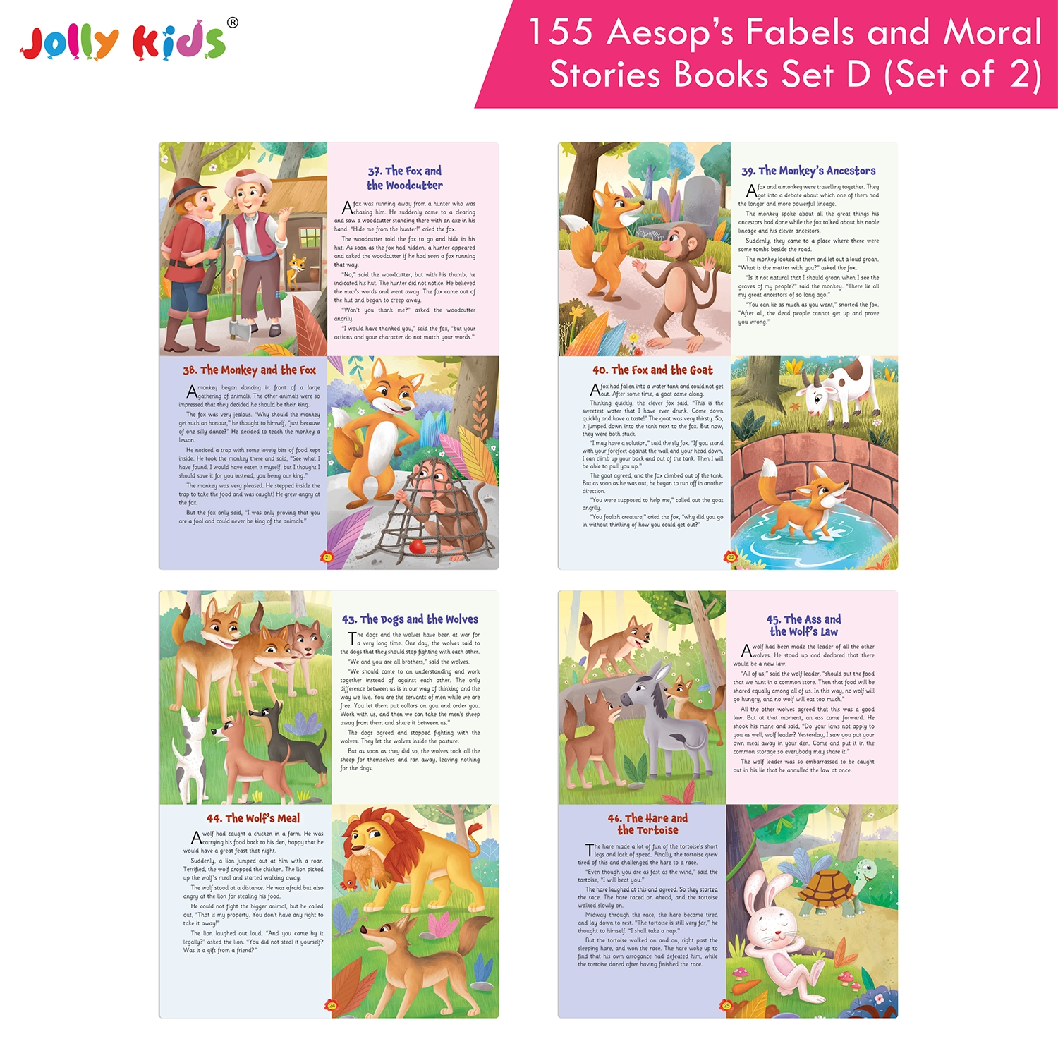 Jolly Kids 155 Aesop’s Fables and Moral Story Books Set D for Kids - Set of 2 Illustrated English Books with Animal Tales, Timeless Wisdom and Life Lessons - Image 5