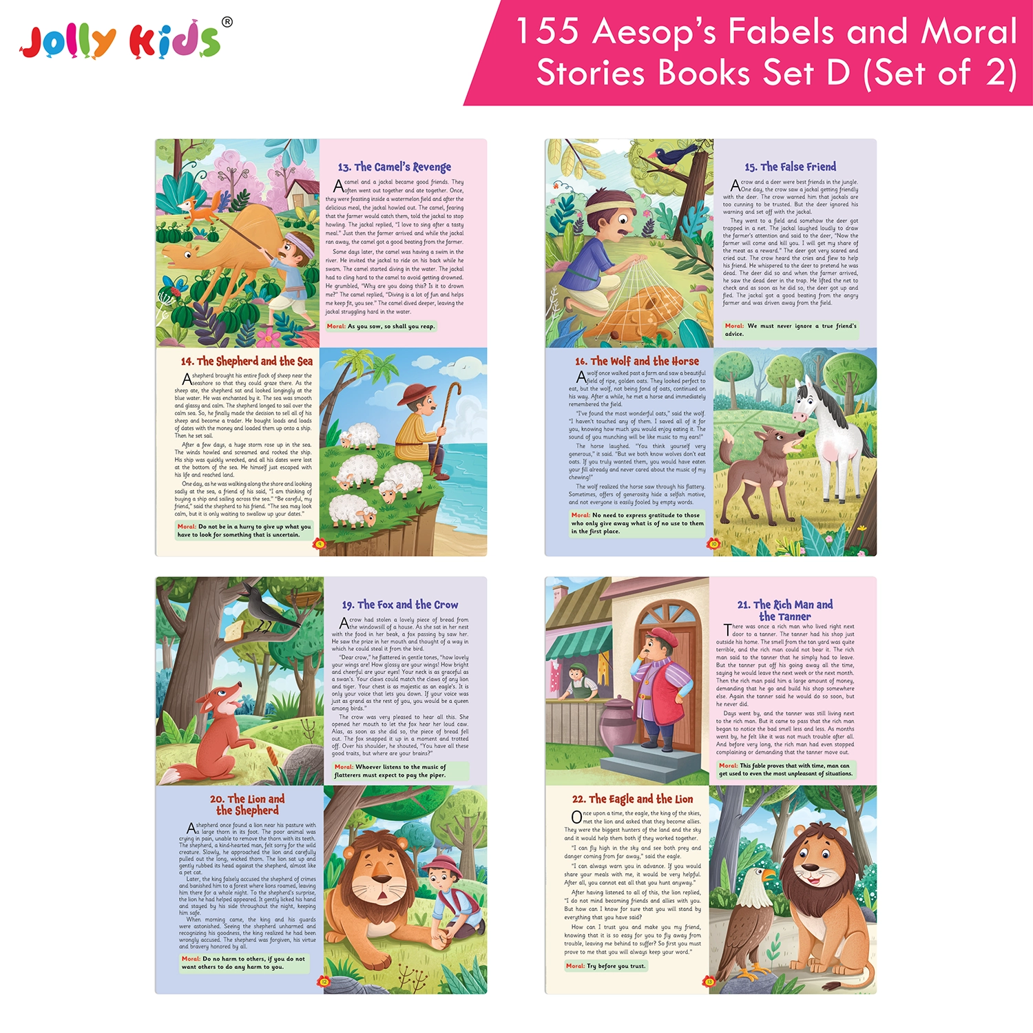 Jolly Kids 155 Aesop’s Fables and Moral Story Books Set D for Kids - Set of 2 Illustrated English Books with Animal Tales, Timeless Wisdom and Life Lessons - Image 7