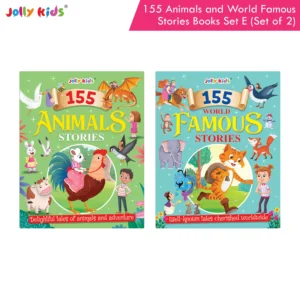 Jolly Kids 155 Animal Stories and World-Famous Classic Story Book Set E for Kids - Set of 2 Illustrated English Story Books with Short Moral Tales and Adventures