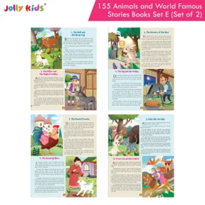Jolly Kids 155 Animal Stories and World-Famous Classic Story Book Set E for Kids - Set of 2 Illustrated English Story Books with Short Moral Tales and Adventures