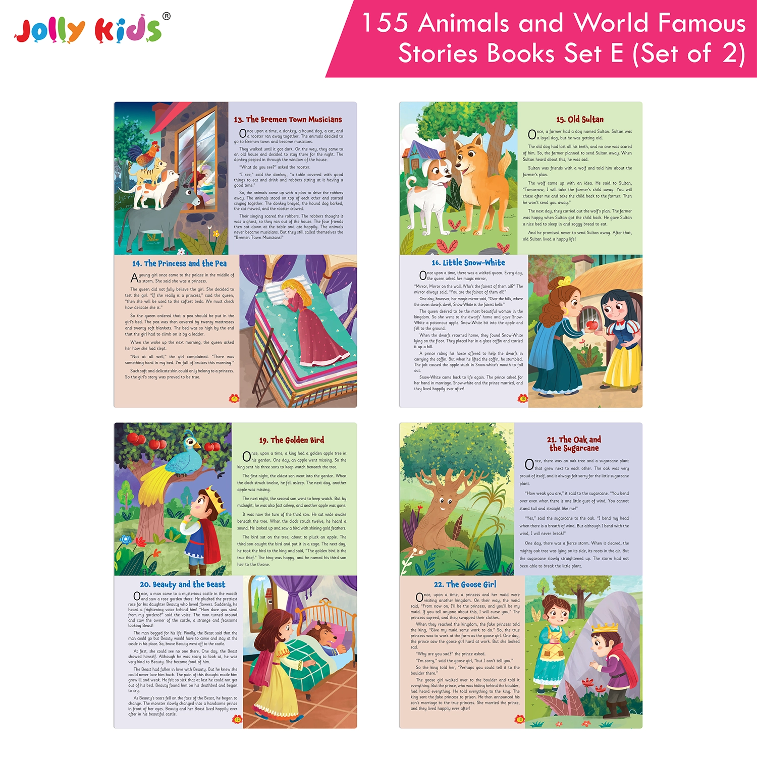 Jolly Kids 155 Animal Stories and World-Famous Classic Story Book Set E for Kids - Set of 2 Illustrated English Story Books with Short Moral Tales and Adventures - Image 7