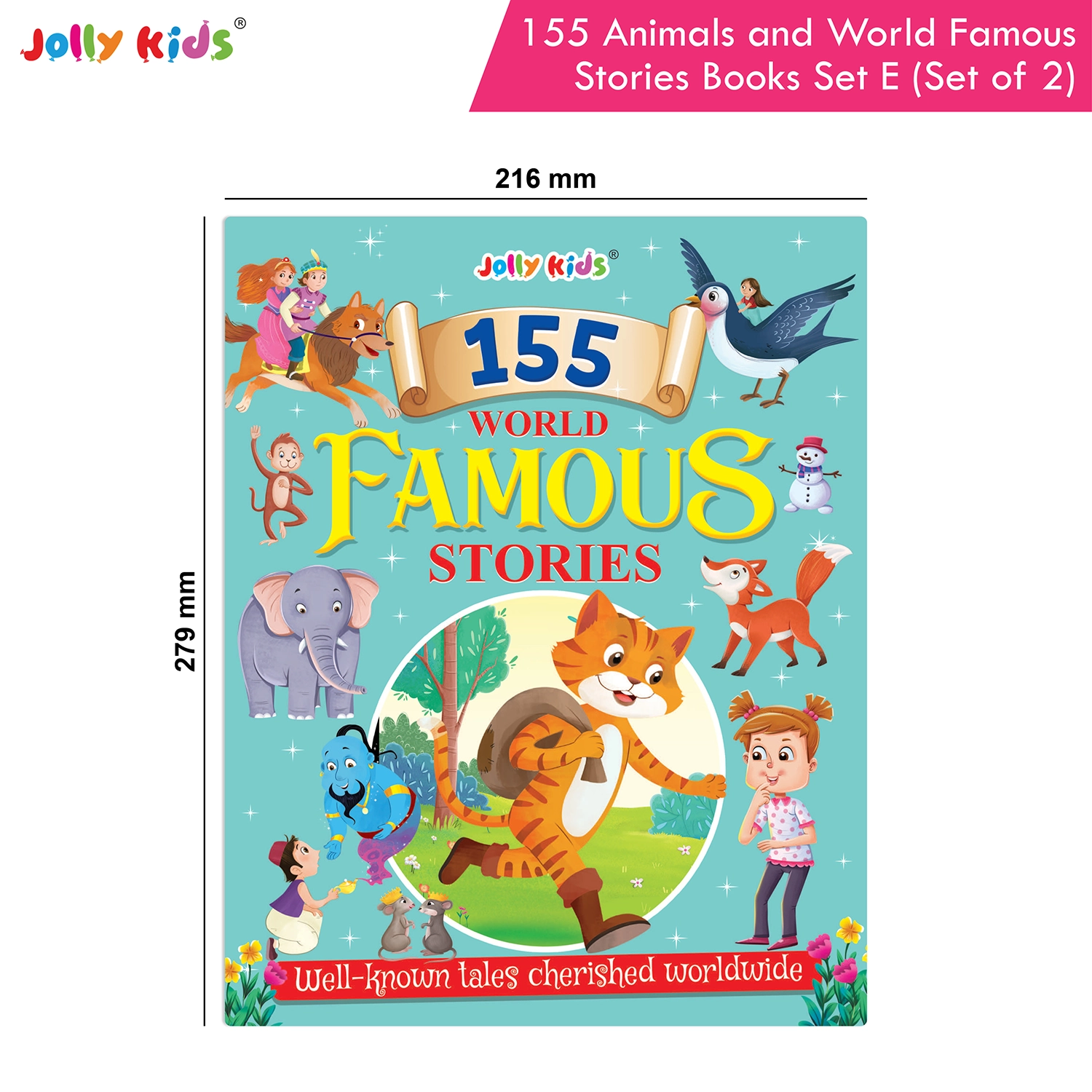 Jolly Kids 155 Animal Stories and World-Famous Classic Story Book Set E for Kids - Set of 2 Illustrated English Story Books with Short Moral Tales and Adventures - Image 9