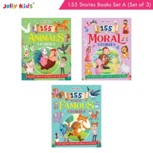 Jolly Kids 155 English Story Books Set A for Kids - Set of 3 Illustrated Animal Stories, Moral Tales and World-Famous Stories with Valuable Life Lessons