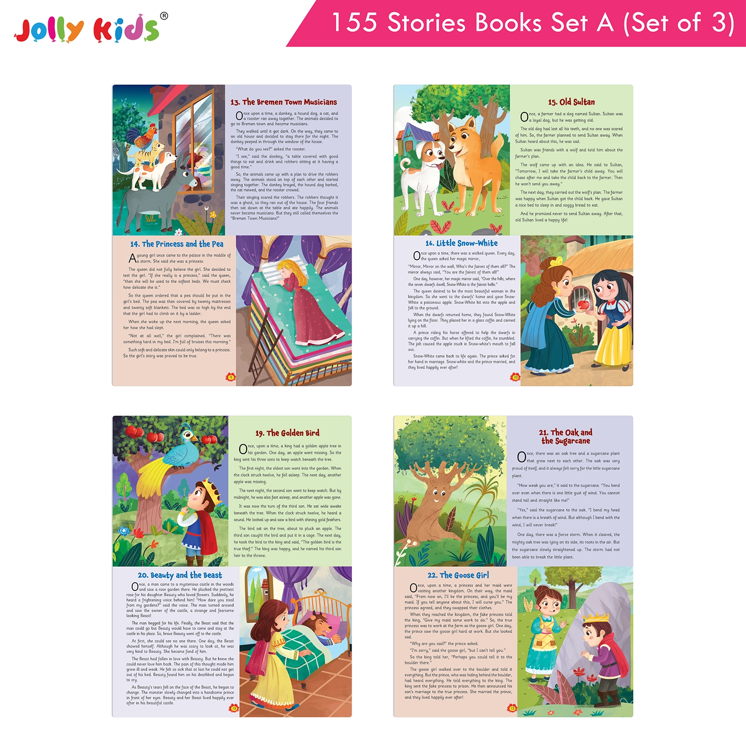 Jolly Kids 155 English Story Books Set A for Kids - Set of 3 Illustrated Animal Stories, Moral Tales and World-Famous Stories with Valuable Life Lessons - Image 7