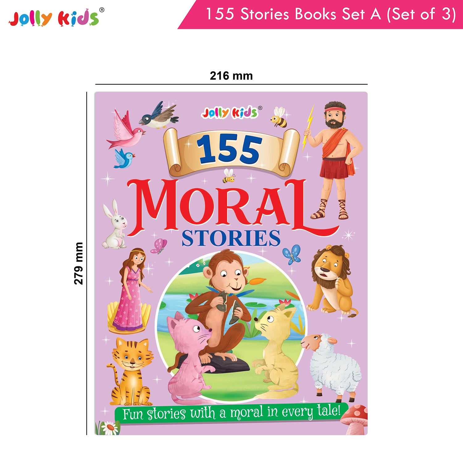 Jolly Kids 155 English Story Books Set A for Kids - Set of 3 Illustrated Animal Stories, Moral Tales and World-Famous Stories with Valuable Life Lessons - Image 9