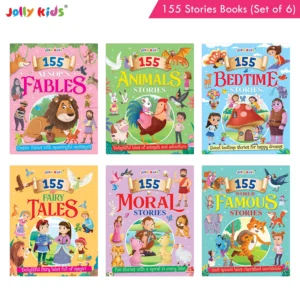 Jolly Kids 155 Stories Book Set of 6 for Kids - Illustrated Collection of Animal Stories, Moral Tales, Fairy Tales, Bedtime Stories and Classic Aesop’s Fables