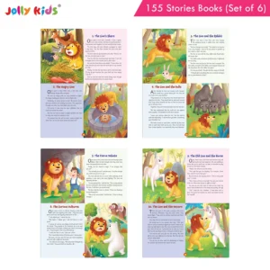 Jolly Kids 155 Stories Book Set of 6 for Kids - Illustrated Collection of Animal Stories, Moral Tales, Fairy Tales, Bedtime Stories and Classic Aesop’s Fables