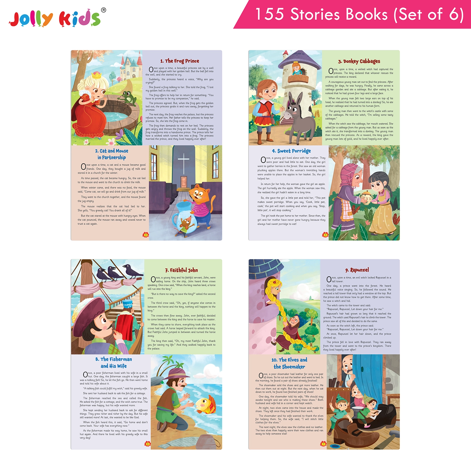 Jolly Kids 155 Stories Book Set of 6 for Kids - Illustrated Collection of Animal Stories, Moral Tales, Fairy Tales, Bedtime Stories and Classic Aesop’s Fables - Image 7