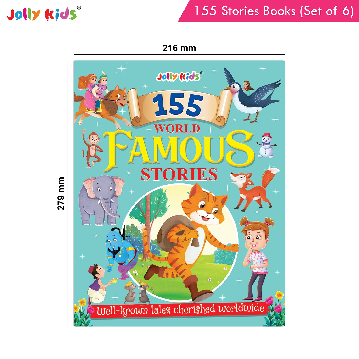 Jolly Kids 155 Stories Book Set of 6 for Kids - Illustrated Collection of Animal Stories, Moral Tales, Fairy Tales, Bedtime Stories and Classic Aesop’s Fables - Image 9