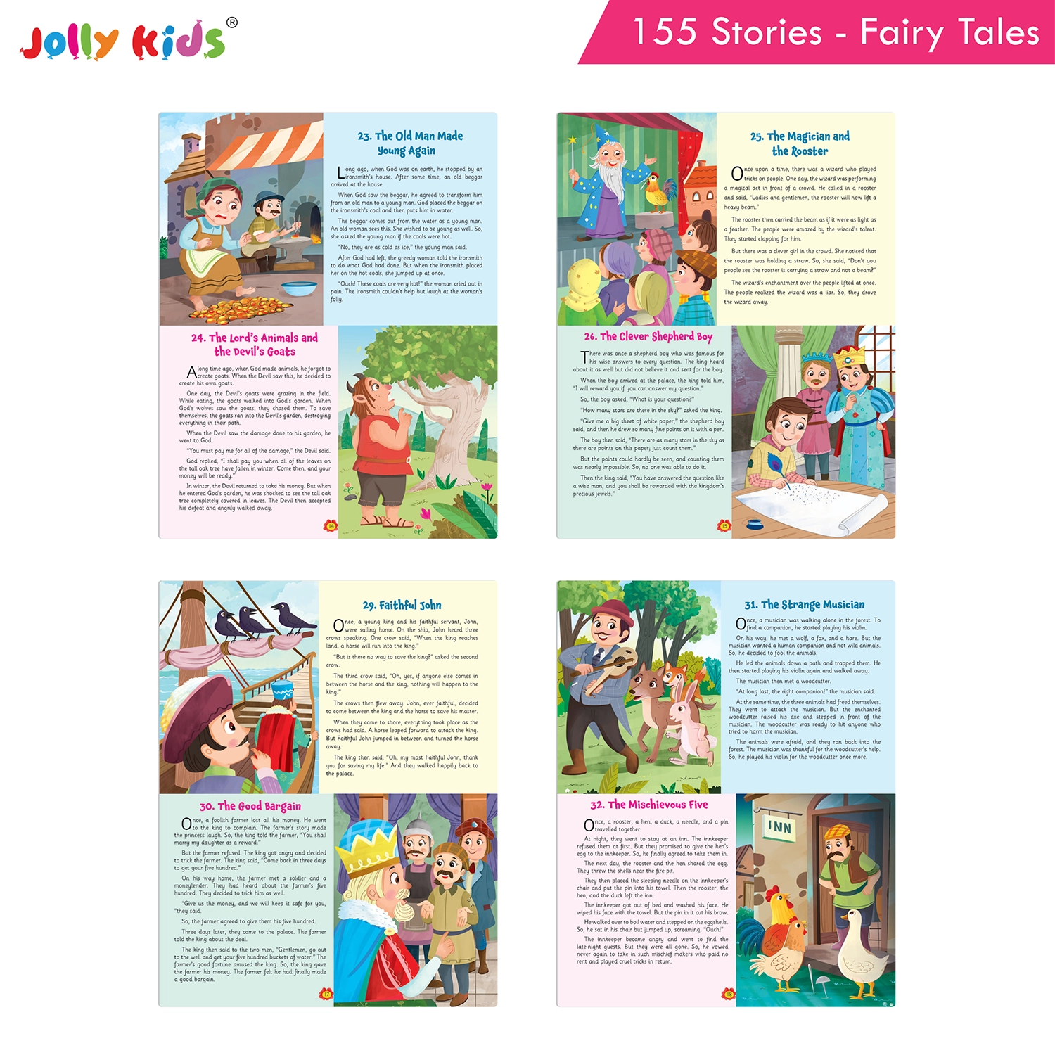 Jolly Kids 155 Fairy Tales for Kids - Ultimate Illustrated Storybook with Magical Adventures, Princess Stories, Memorable Characters and Valuable Life Lessons - Image 4