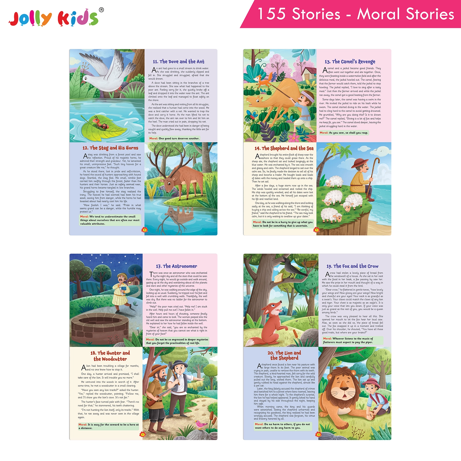 Jolly Kids 155 Moral Stories for Kids - Heartwarming English Storybook with Colourful Pictures, Short Tales and Timeless Moral Values - Image 3
