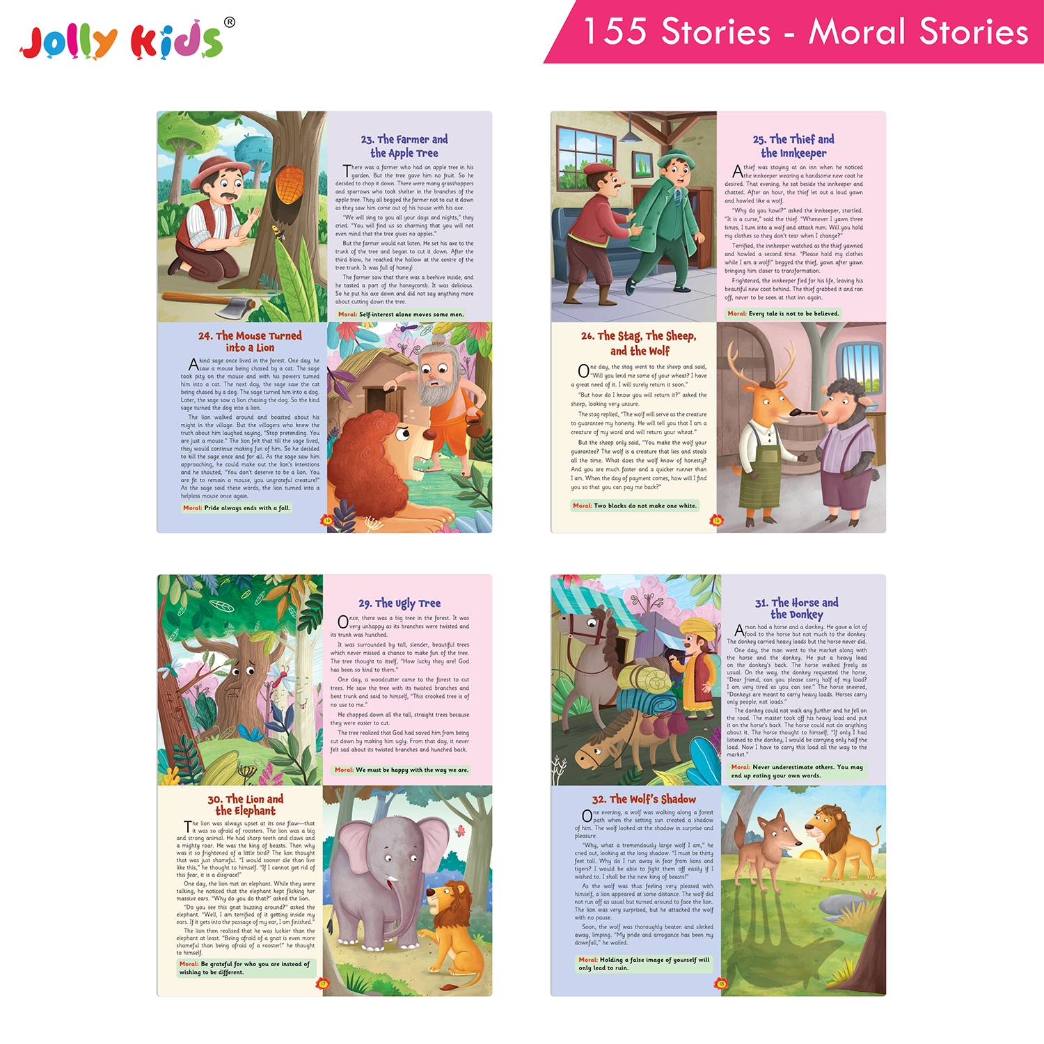 Jolly Kids 155 Moral Stories for Kids - Heartwarming English Storybook with Colourful Pictures, Short Tales and Timeless Moral Values - Image 4