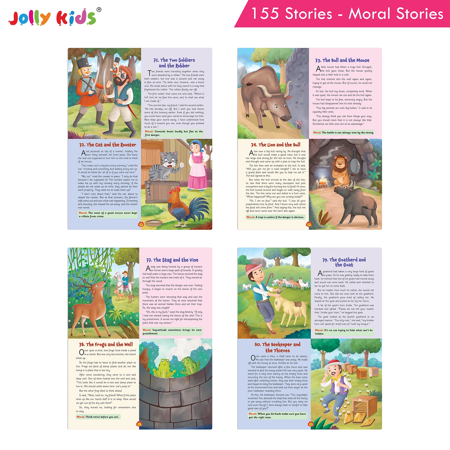 Jolly Kids 155 Moral Stories for Kids - Heartwarming English Storybook with Colourful Pictures, Short Tales and Timeless Moral Values - Image 8