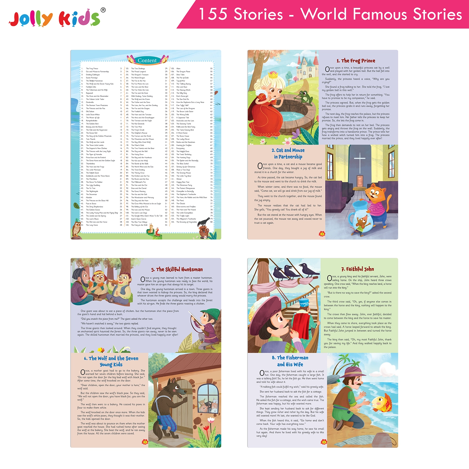 Jolly Kids 155 World Famous Stories for Kids - Ultimate Illustrated Storybook with Classic Fairy Tales, Captivating Fables, Animal Stories and Inspiring Moral Lessons - Image 2