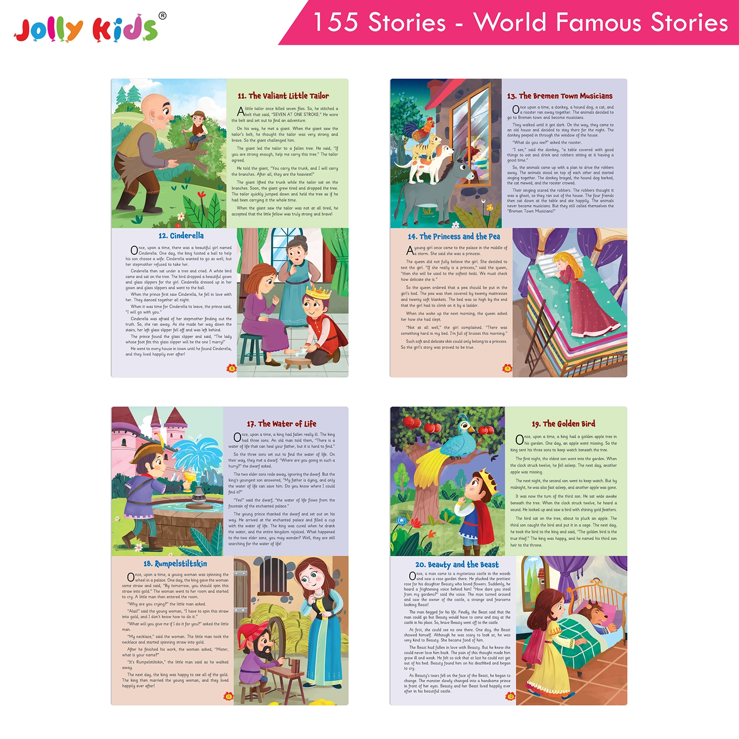 Jolly Kids 155 World Famous Stories for Kids - Ultimate Illustrated Storybook with Classic Fairy Tales, Captivating Fables, Animal Stories and Inspiring Moral Lessons - Image 3