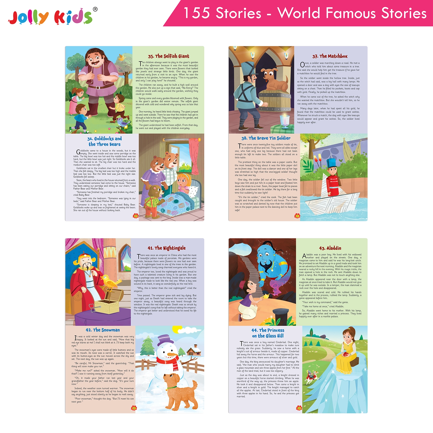 Jolly Kids 155 World Famous Stories for Kids - Ultimate Illustrated Storybook with Classic Fairy Tales, Captivating Fables, Animal Stories and Inspiring Moral Lessons - Image 5