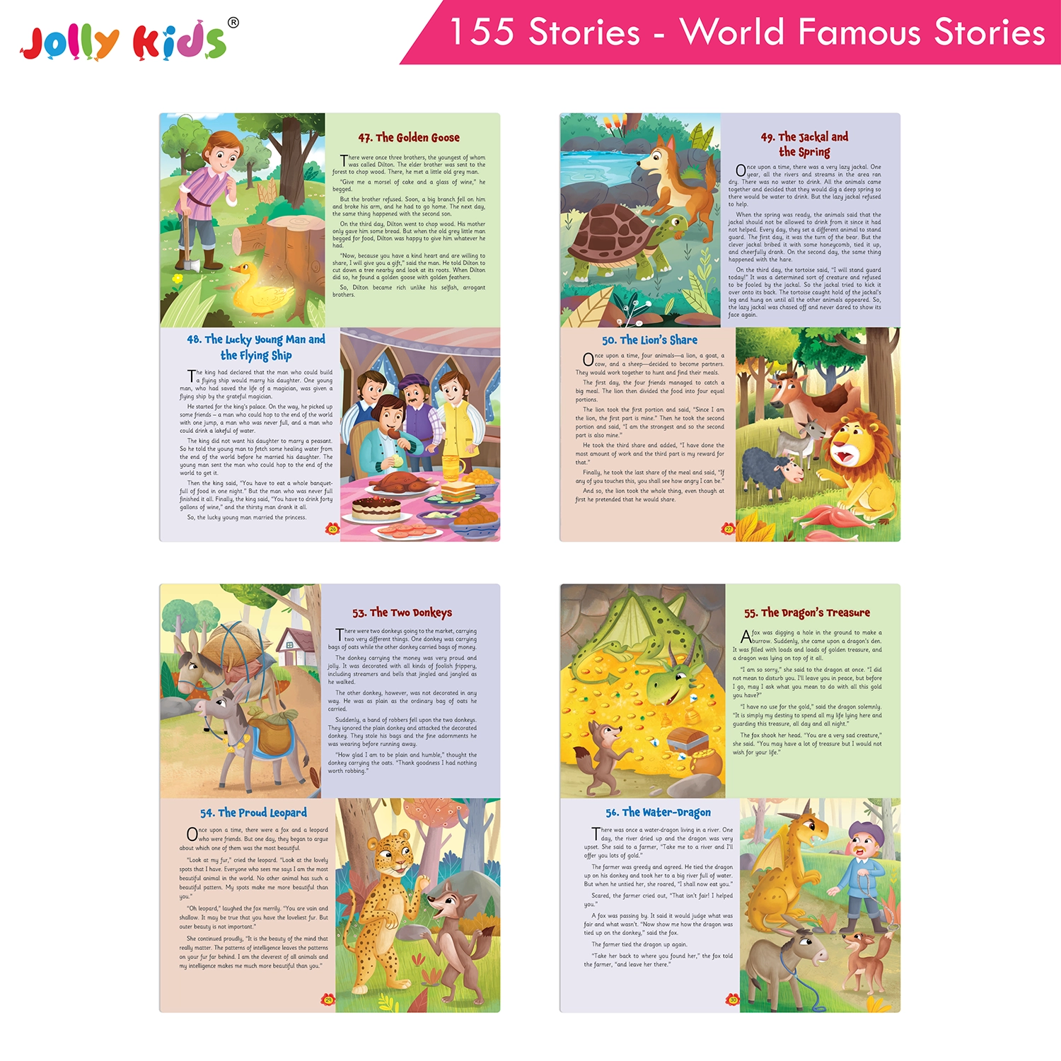Jolly Kids 155 World Famous Stories for Kids - Ultimate Illustrated Storybook with Classic Fairy Tales, Captivating Fables, Animal Stories and Inspiring Moral Lessons - Image 6