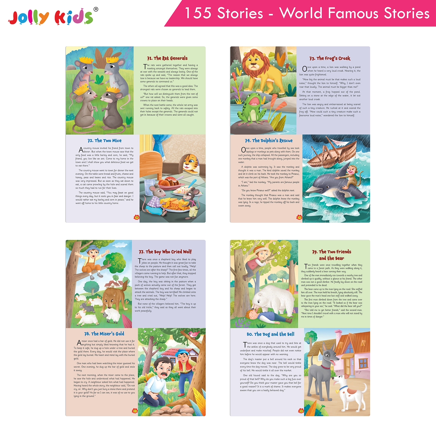 Jolly Kids 155 World Famous Stories for Kids - Ultimate Illustrated Storybook with Classic Fairy Tales, Captivating Fables, Animal Stories and Inspiring Moral Lessons - Image 8