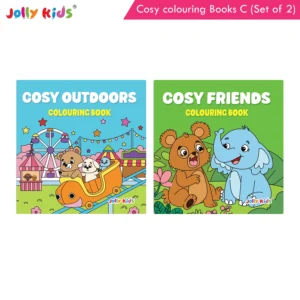 Jolly Kids Cosy Colouring Books C Set of 2 | Outdoors and Friends | Cute Animals, Nature Adventures, Friendship Scenes and Creative Fun for Kids