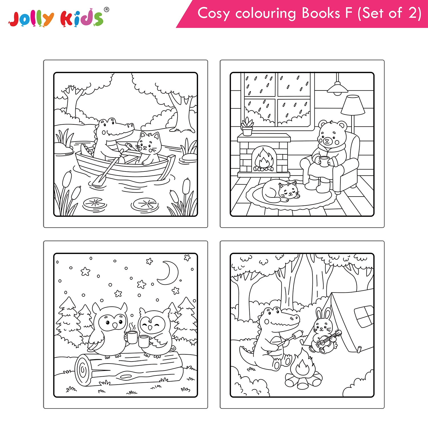 Jolly Kids Cosy Colouring Books F Set of 2 | Food and Friends | Cute Animals, Sweet Treats, Friendship Scenes and Creative Screen-Free Fun - Image 6