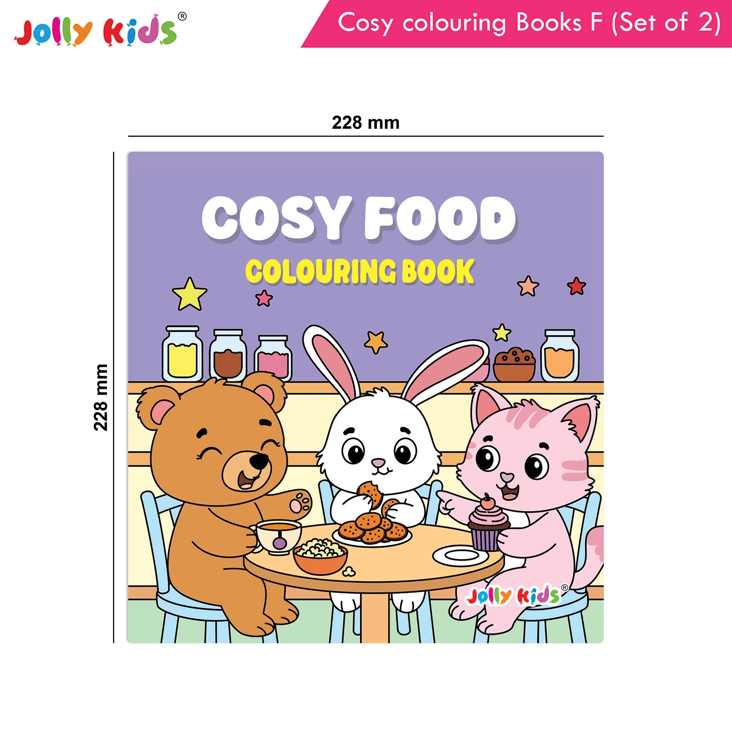 Jolly Kids Cosy Colouring Books F Set of 2 | Food and Friends | Cute Animals, Sweet Treats, Friendship Scenes and Creative Screen-Free Fun - Image 9