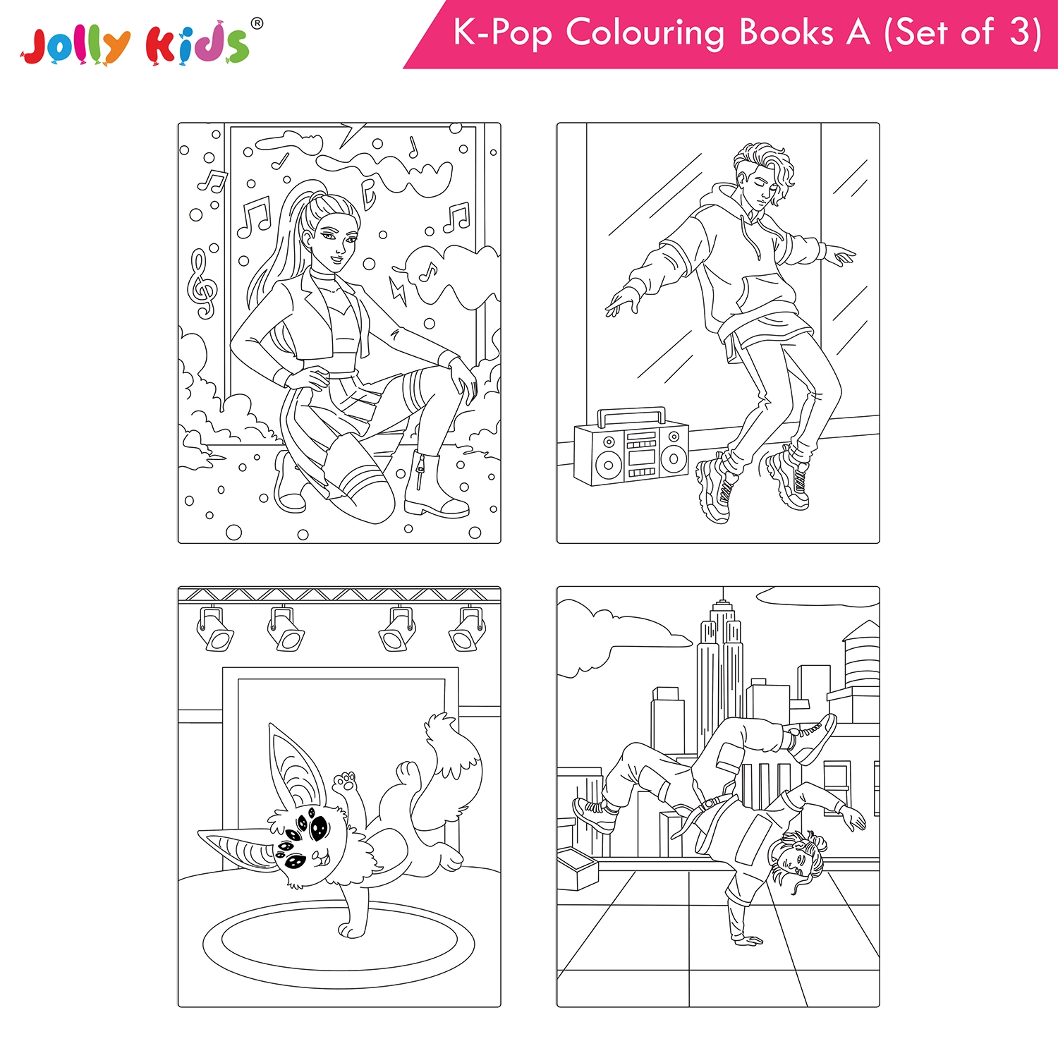 Jolly Kids K-Pop Colouring Books A Set of 3 - Cuties, Dancing Stars, Fashion Diva - Image 3