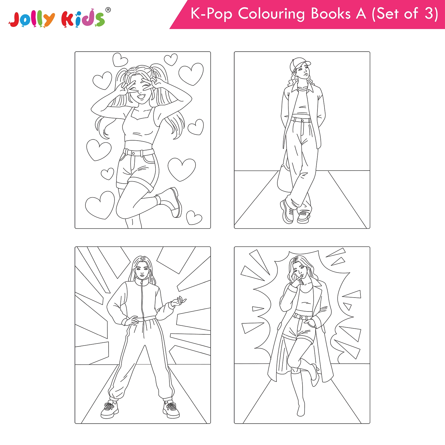Jolly Kids K-Pop Colouring Books A Set of 3 - Cuties, Dancing Stars, Fashion Diva - Image 7