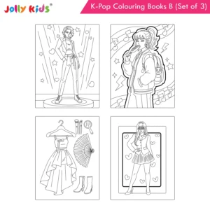Jolly Kids K-Pop Colouring Books B Set of 3 - Girl Power, Singing Stars, Vibes