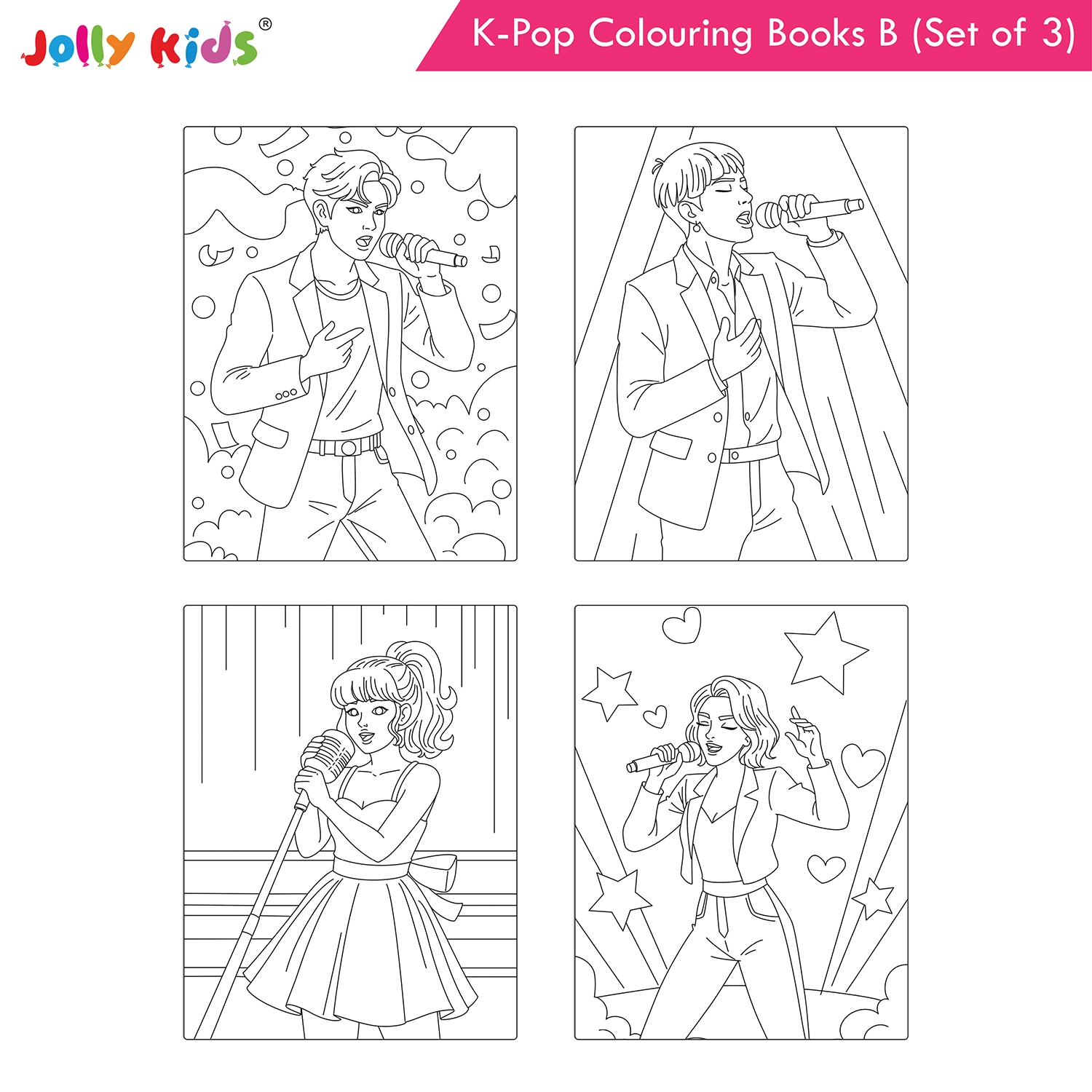Jolly Kids K-Pop Colouring Books B Set of 3 - Girl Power, Singing Stars, Vibes - Image 3