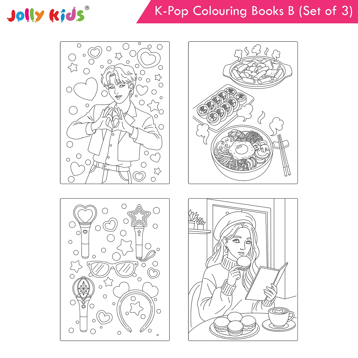 Jolly Kids K-Pop Colouring Books B Set of 3 - Girl Power, Singing Stars, Vibes - Image 4