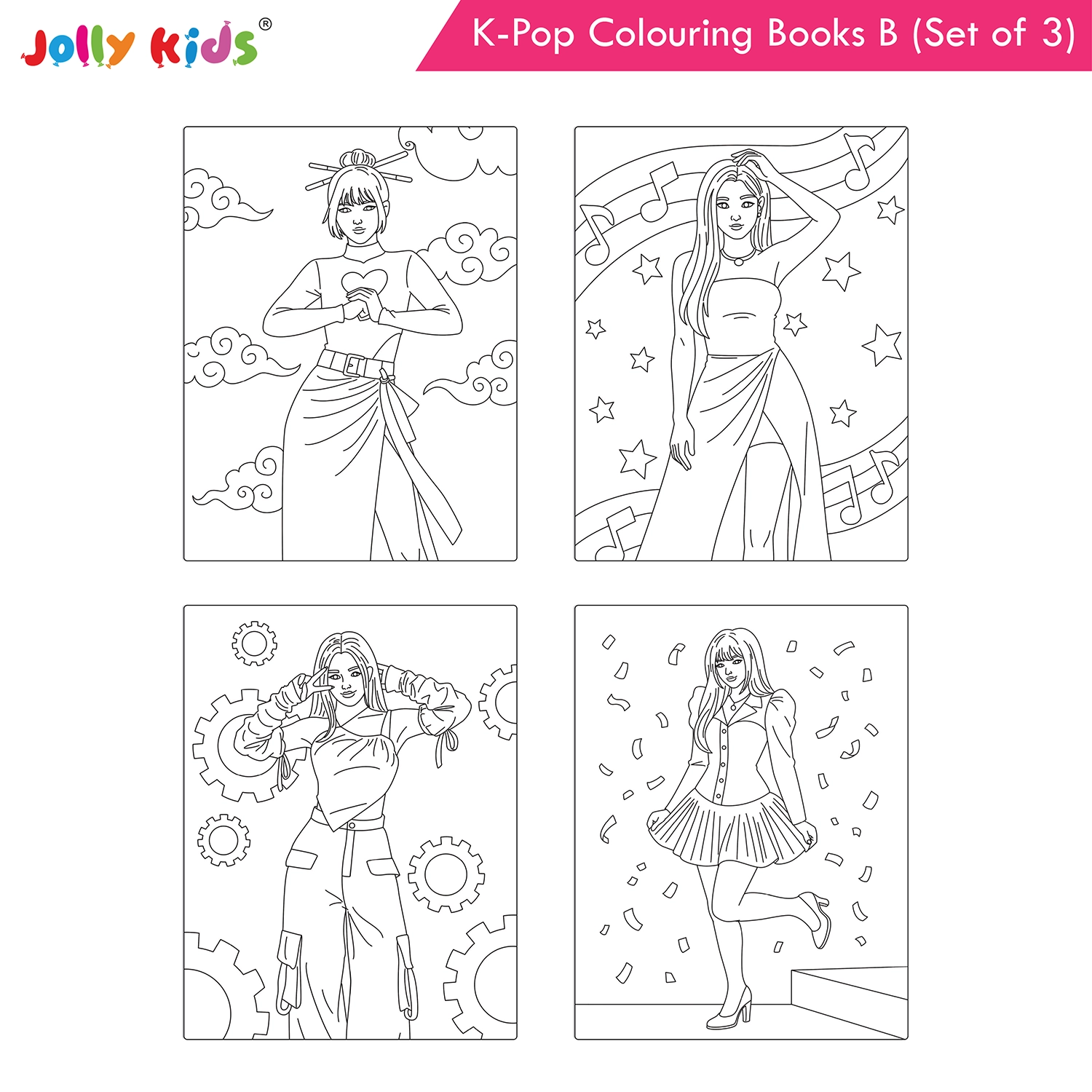 Jolly Kids K-Pop Colouring Books B Set of 3 - Girl Power, Singing Stars, Vibes - Image 5