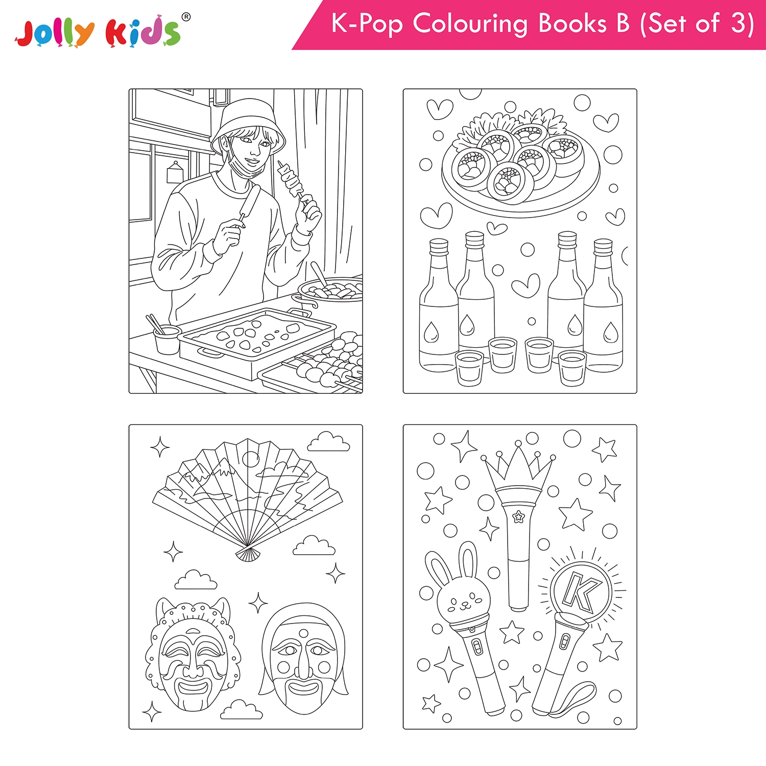 Jolly Kids K-Pop Colouring Books B Set of 3 - Girl Power, Singing Stars, Vibes - Image 7
