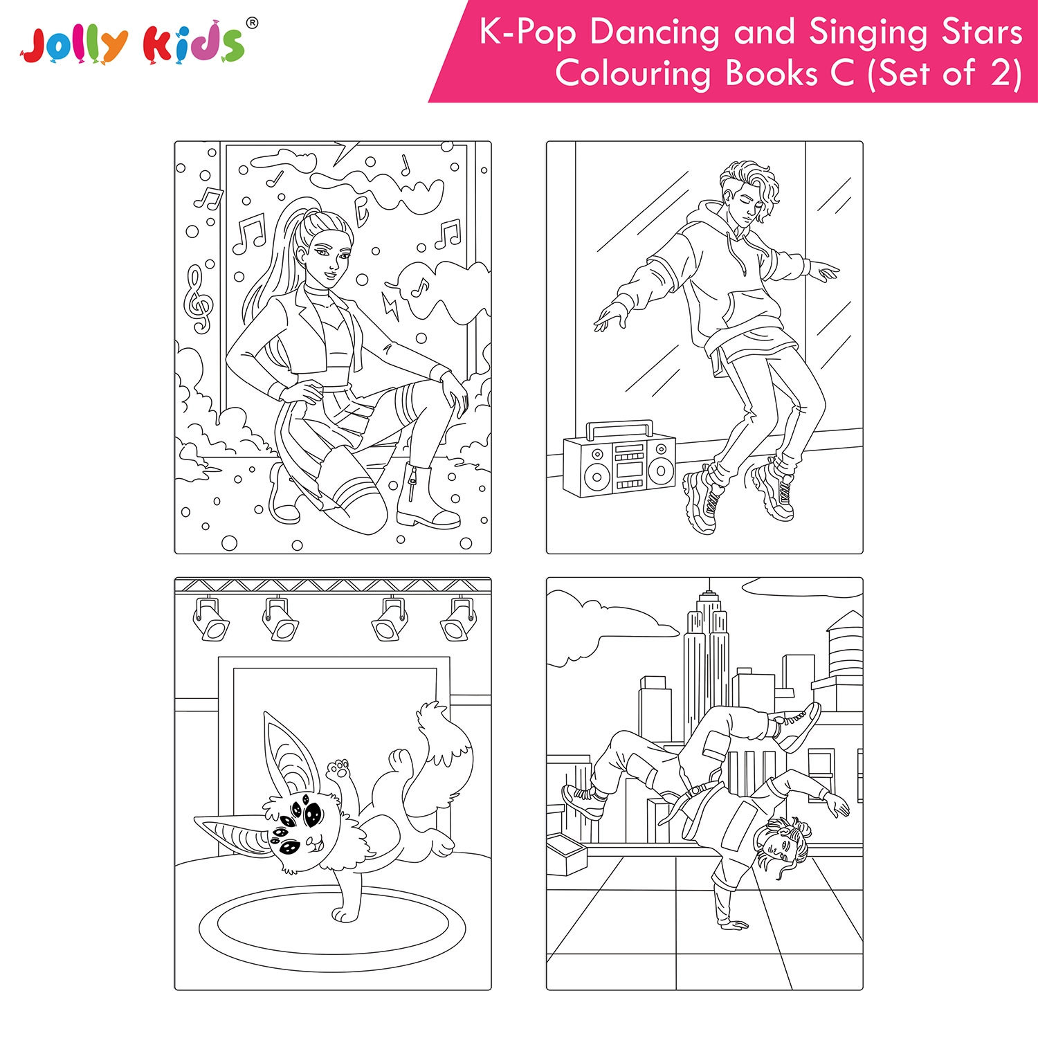 Jolly Kids K-Pop Colouring Books C Set of 2 - Dancing and Singing Stars - Image 2