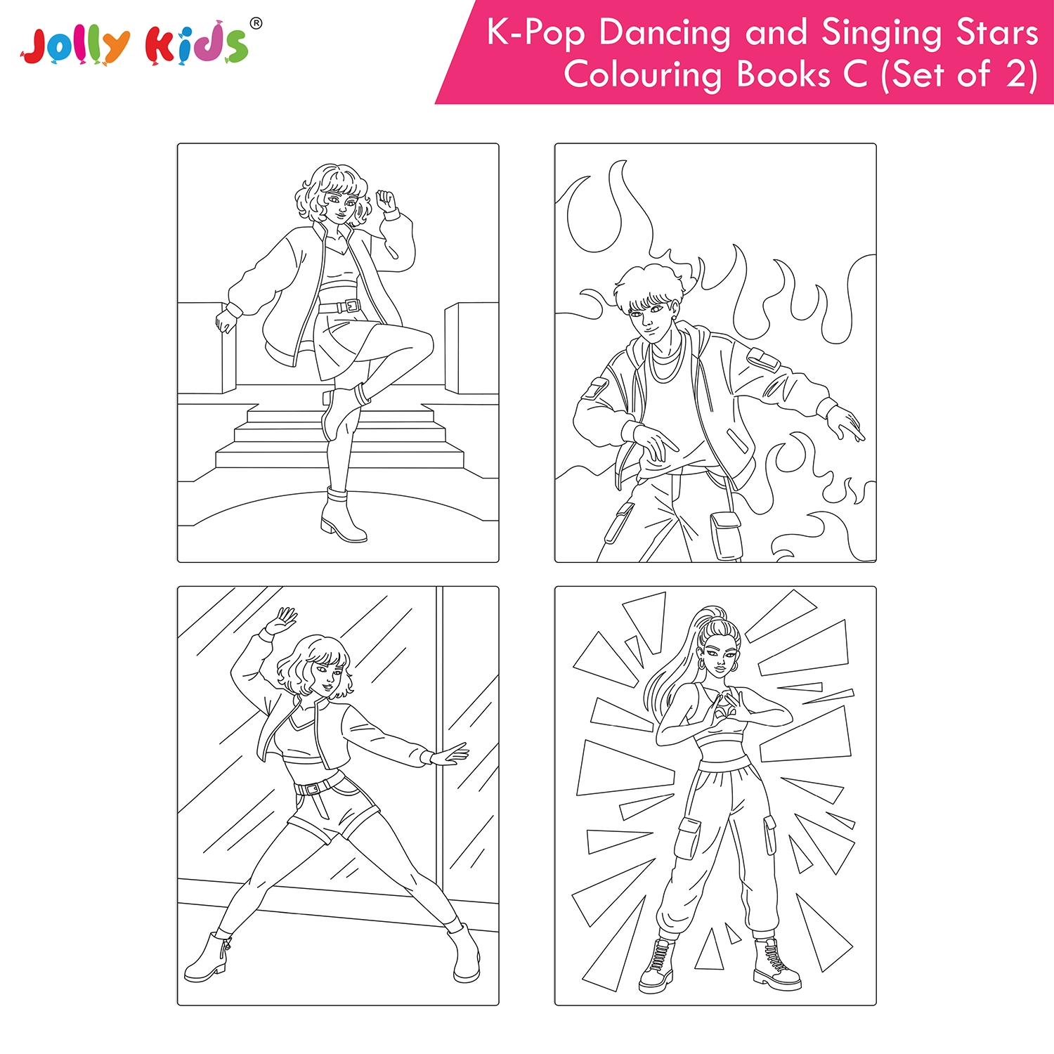 Jolly Kids K-Pop Colouring Books C Set of 2 - Dancing and Singing Stars - Image 3